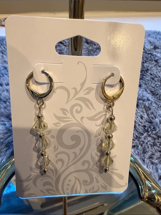 Jewelry - Gold Hoop Crystal Drop Earrings - Elegant Women's Jewelry